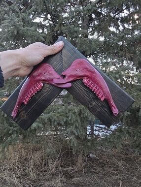 Handmade Red Dyed Goat Jawbone Mount